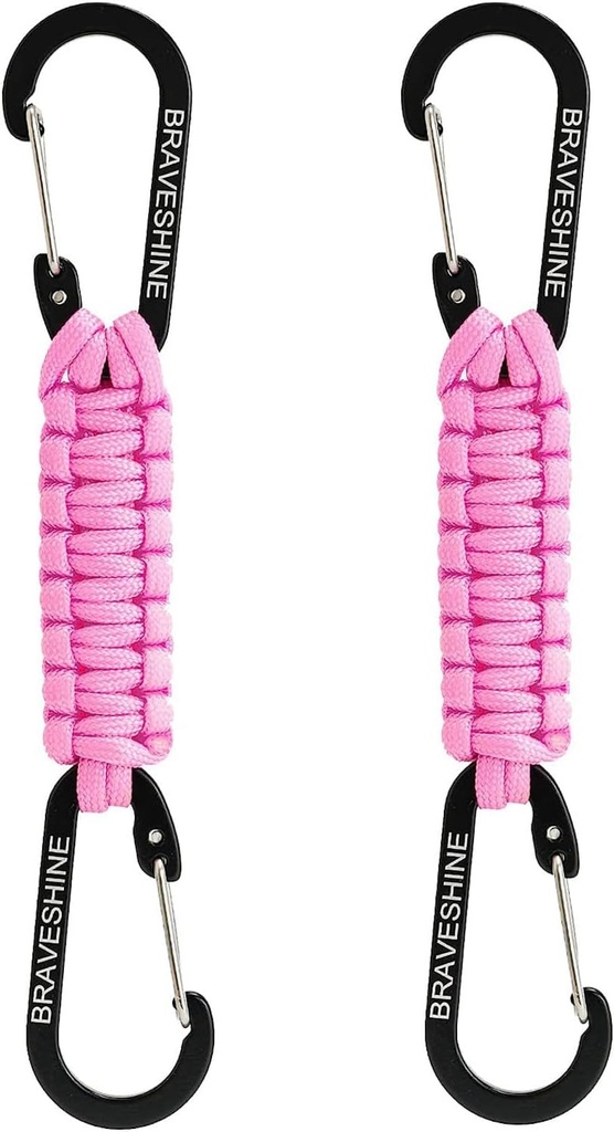 BRAVESHINE Paracord Keychain Carabiner Clip, D Ring Lanyard Hanger Stroller Hook for Water Bottle, Key, Backpacks, Men, Women