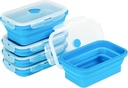 Plus Foldable Silicone Food Storage Containers for Kitchen Storage for Leftovers Fruits and Meal Prep Dishwasher Safe Microwave Safe Ideal for Home and Travel (blue, 40OZ)