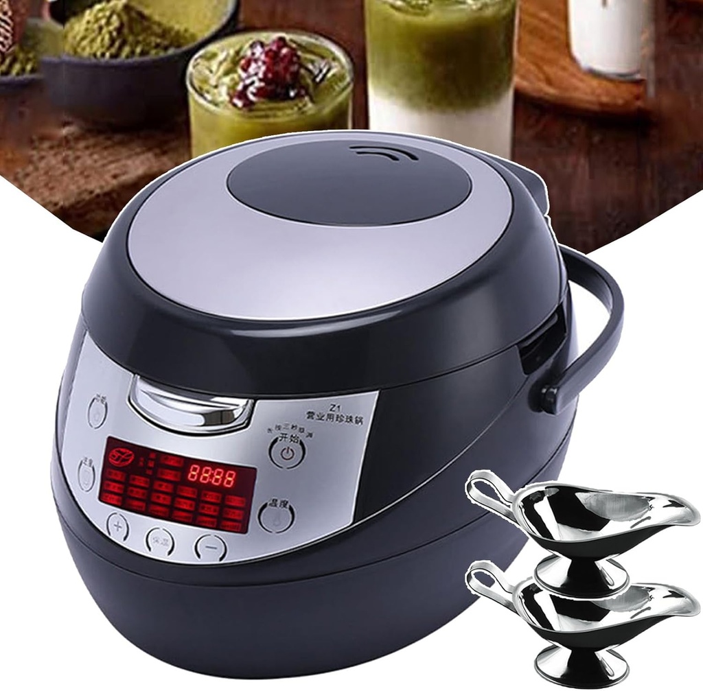 Pearl Maker Automatic Pearl Pot, Aluminium Alloy Slow Cooker Non-Stick Pearls Cooker with Pot Lid Exhaust Valve, Bubble Tea Machine for Pudding & Jelly & Red Beans & Milk Tea 900W