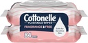 Cottonelle Fragrance Free Flushable Wet Wipes, Adult Wet Wipes, 2 Flip-Top Packs, 42 Wipes Per Pack