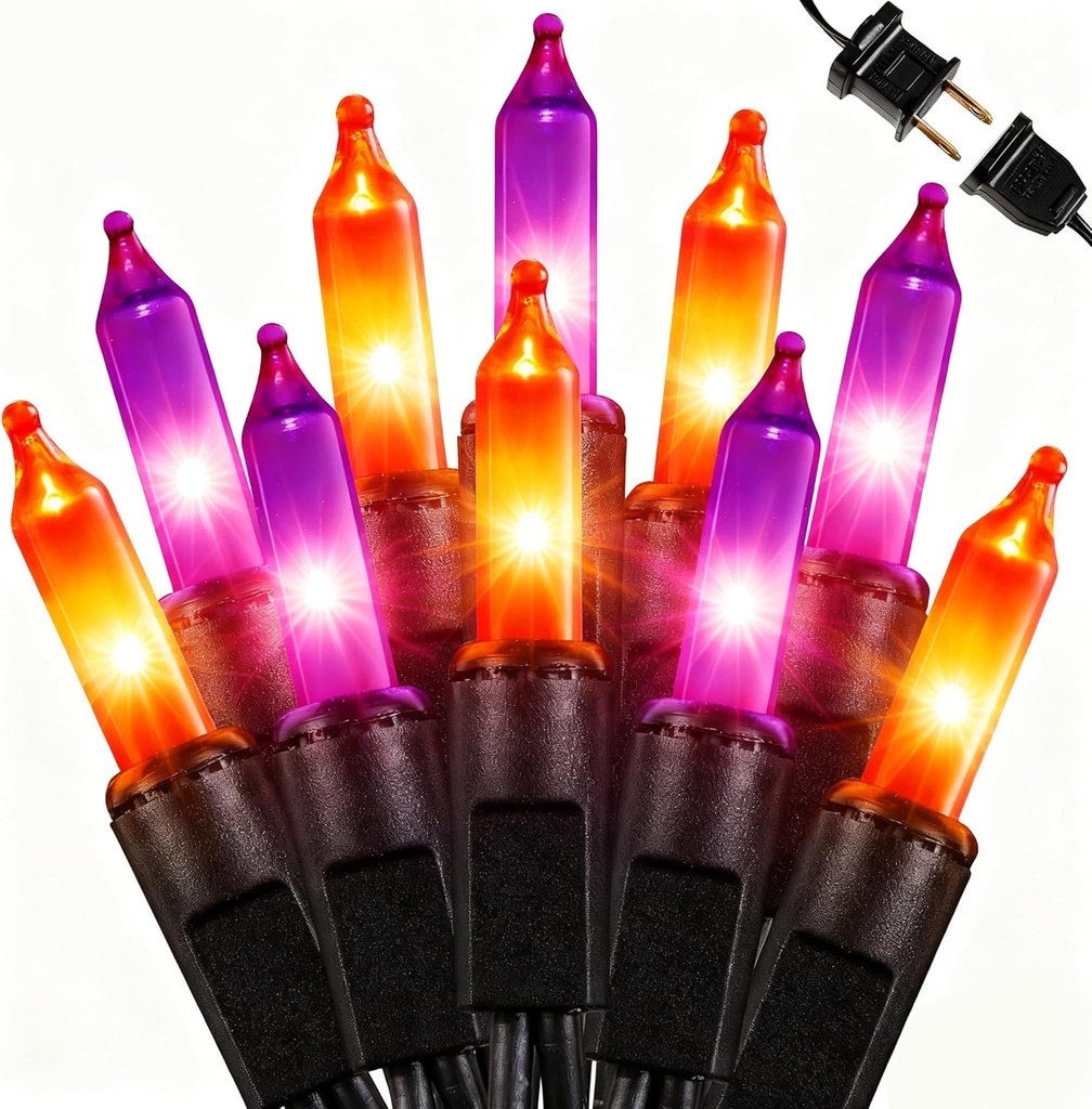 Joomer Orange Purple Halloween String Lights, 19.5FT 100 LED Mini String Lights, Connectable Indoor Outdoor String Light for Patio, Home, Party, Garden, Yard, Halloween Decor
