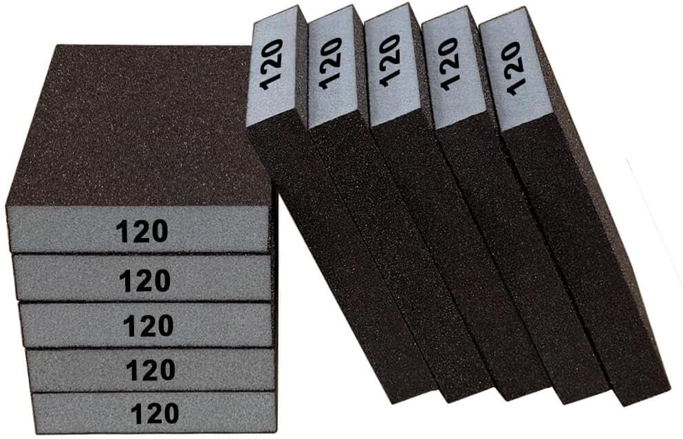 Fine Sanding Block Sandpaper Sponge - 10Pcs 120 Grit Sand Paper Blocks for Wood, Metal, and Drywall