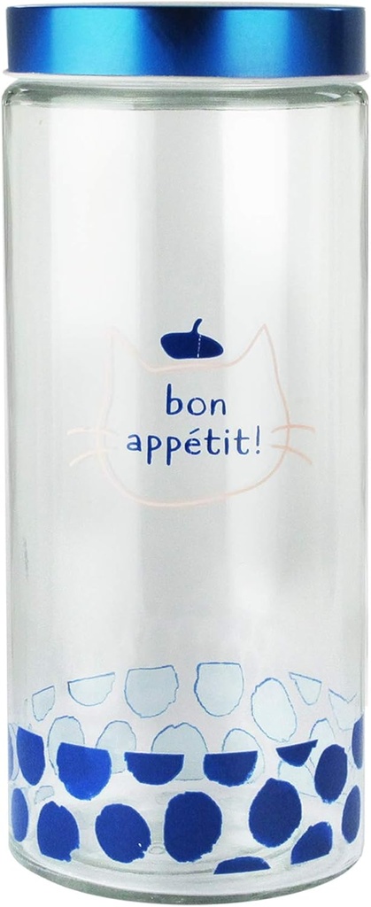 American Atelier Pets Covered Jar, 4.4X10.8, Clear/Blue
