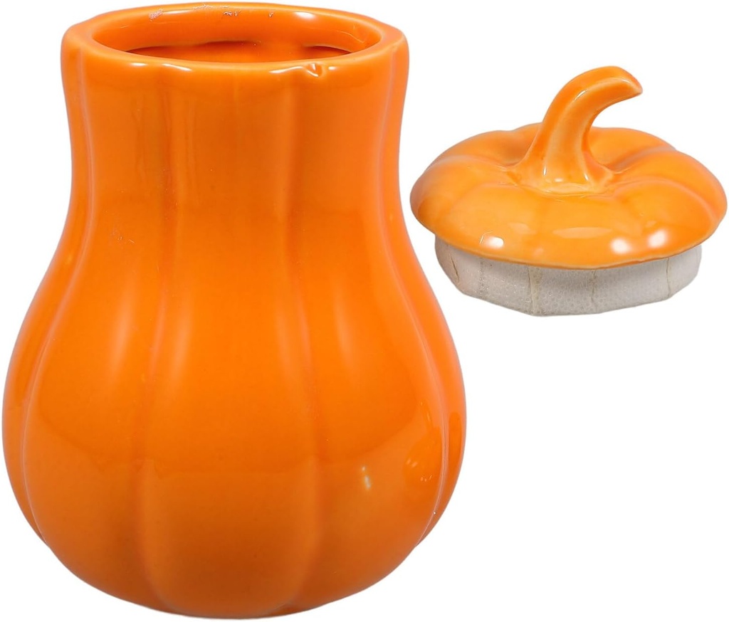 Cabilock Ceramic Pumpkin-shaped Canister with Lid Airtight Spice Container for Tea Leaves Seasoning Food Storage Decorative Kitchen Jar Easy to Clean Sturdy