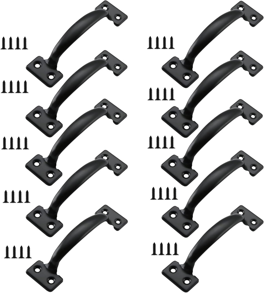 Cabinet Pulls Handle, 4.52 inch Black Door Handles, Set of 10 with Screws