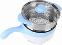 Fockety Hot Pot Electric, 24V 2L Stainless Steel Car Electric Cooking Pot with Steamer and Lid, Portable Nonstick Cooker Travel Multicooker for Steak Soup (24V 2 liter electric cooked frying pan sky