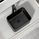 16"x12" Bathroom Vessel Sink Rectangular - Matte Black Porcelain Ceramic Rectangle Above Counter Vanity Lavatory Bath Sink Art Basin with Faucet & Pop-Up Drain