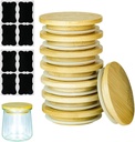 8 Pack Oui Yogurt Jar Lids with 8 Labels, Food-Grade Bamboo Lids for 5Oz Oui Yogurt Jars, Reusable Wooden Canning Covers Perfect for Oui Yogurt Bottle with Airtight Seal Ring(Jar not Included)