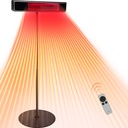 EAST OAK Electric Patio Heater, 1500W Indoor/Outdoor Standing Heater with Nano Glass-Ceramic, Fast Heating, Waterproof, 3 Heat Settings, 24H Timer, Tip-Over & Overheat Protection