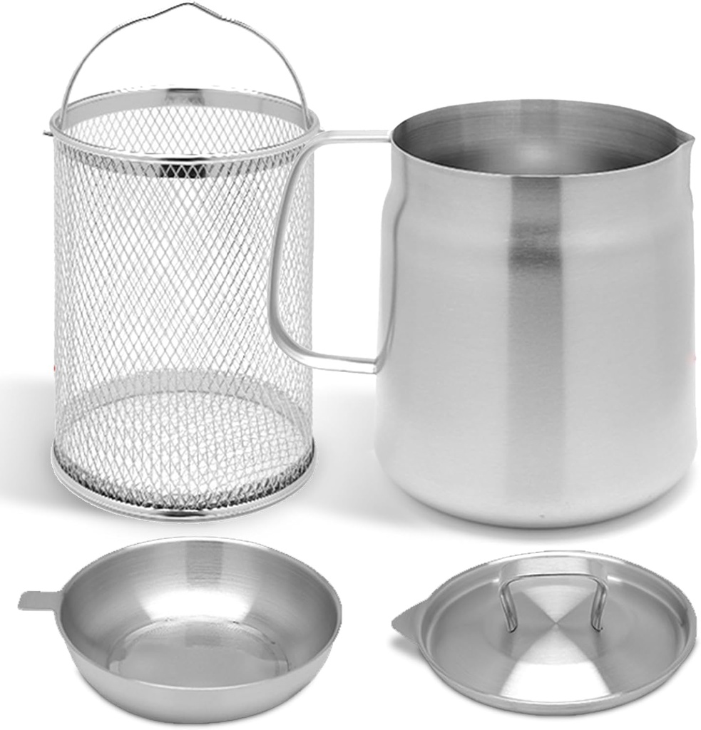 Rose and Teddy Stainless Steel Fryer, Roseandteddy Fryer, 1.5/2L Steel Stainless Pot Roseandteddy Stove Top Deep Fryer with Basket (1.5L（50oz）)