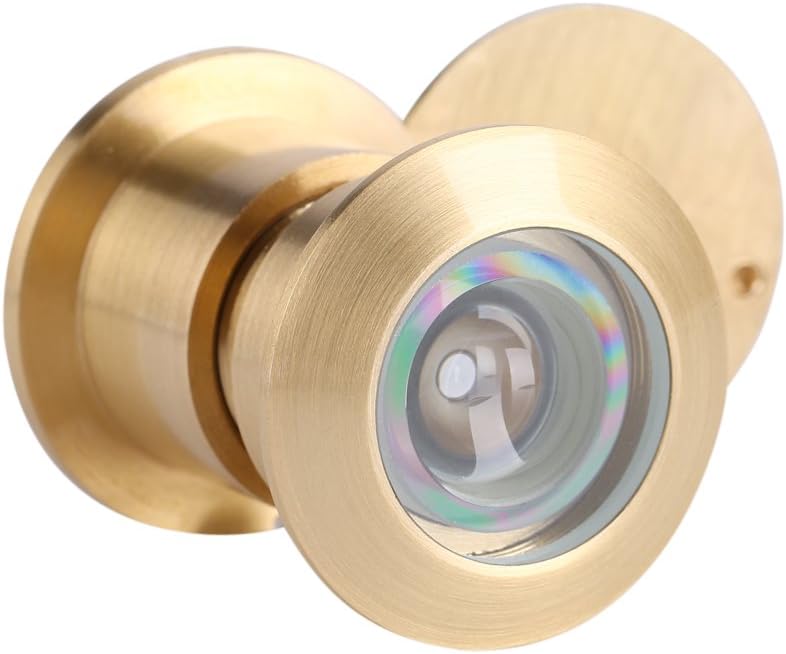 Door Eye Viewer, 28mm Wide Viewing Angle Copper Door Viewer Peephole Metal Door Peephole Door Viewer Cover with Heavy Duty Privacy Cover (Gold)