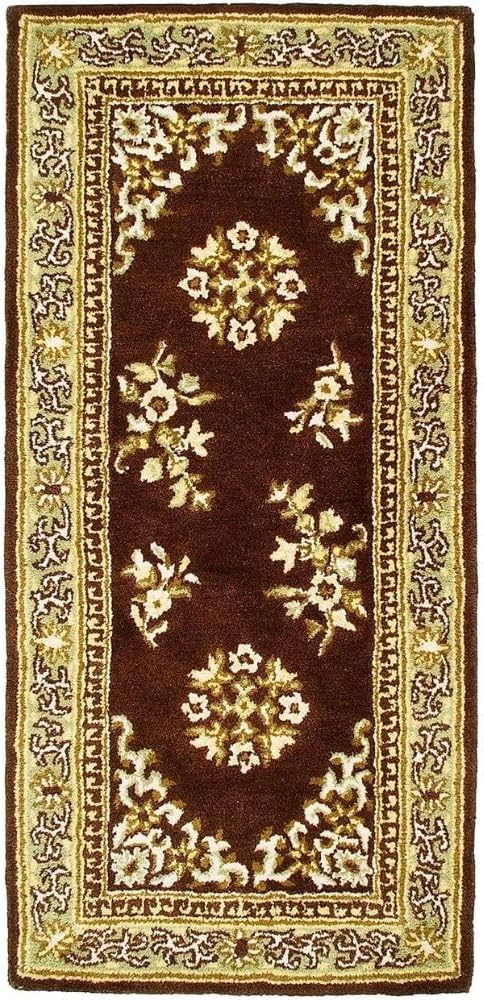 Coffee Oriental Wool Hearth Rug 56 x 26 Inch Rectangular Hand Tufted Natural Fire Resistant Accent Carpet for Fireplace Living Room Entryway