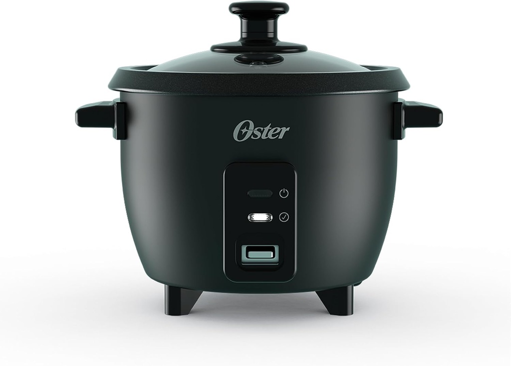Oster 6-Cup Rice Cooker with Steamer Tray, Electric Rice Maker, Automatic Keep Warm, Nonstick Inner Pot, Black