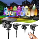 4 Pack Solar Spot Lights Outdoor Waterproof IP68, Super Bright LED Landscape Lighting with 9 Colors 3 Brightness Fixable Colors for Yard Pathway Garden House Lawn