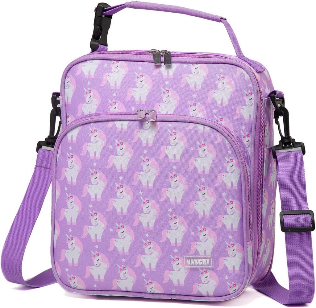 VASCHY Lunch Boxes Bag for Girls, Reusable Lunch Box Containers for Boys and Girls with Detachable Shoulder Strap, Insulated Lunch Coolers for School Cute Unicorn