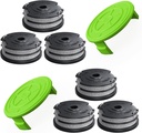 8 Pack Weed Wacker String Fit for Greenworks String Trimmer, 0.065"-18Ft Dual String Trimmer Line Auto-Feed Weed Eater String Replacement Parts Spool(6-Pack) Cap Cover(2-Pack)