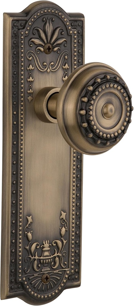 Nostalgic Warehouse Meadows Plate with Meadows Knob, Double Dummy, Antique Brass