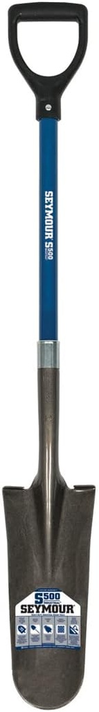 14" Drain Spade, 26" Blue Fiberglass Handle, Poly D-Grip