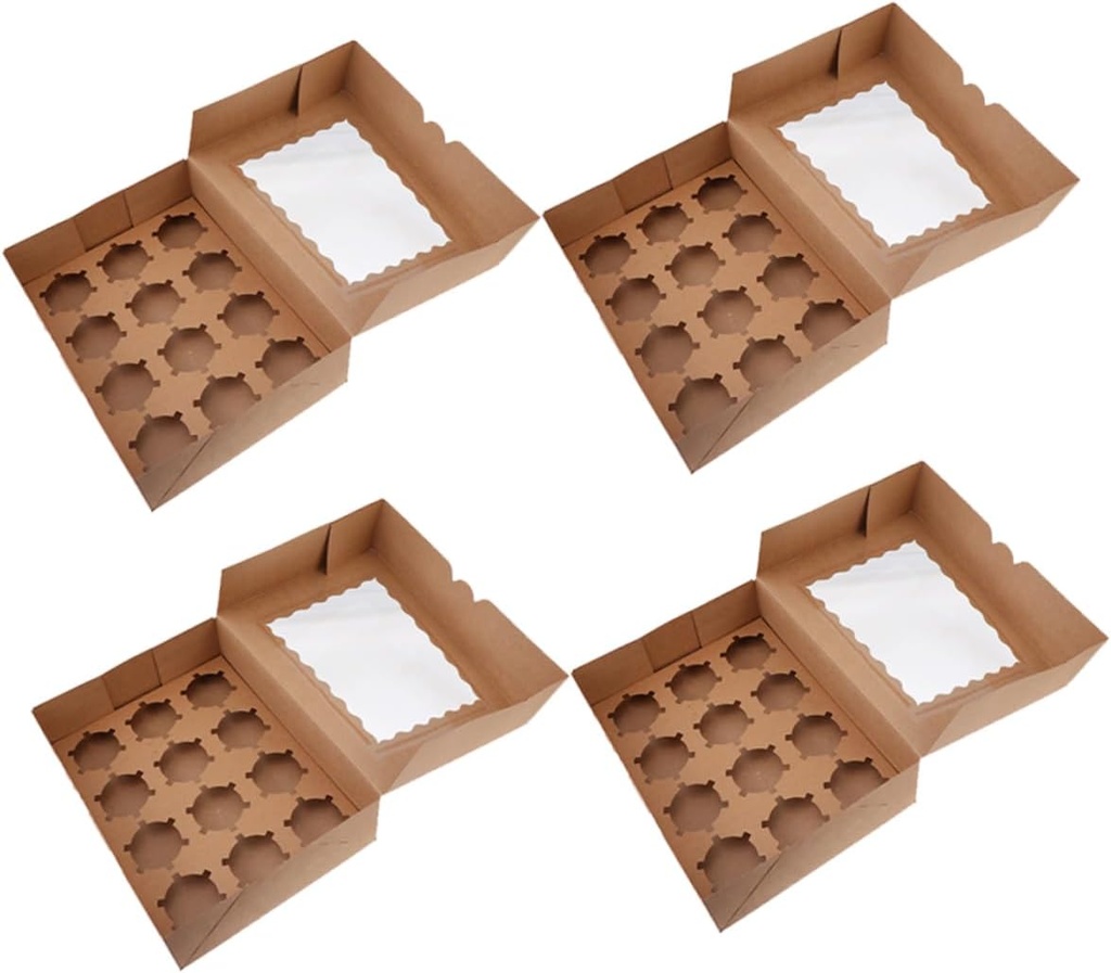 4Pcs Dessert Box Cupcake Containers for Easy Assembly for Birthday and Holiday Parties Elegant Cake Boxes for Personal and Commercial Use