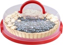 12inchPortable Pie Carrier with Lid and Cupcake Muffin Tart Cookie Keeper Food, for Wedding Party Baby Shower Party Christmas,Suitable for 10 in x 4 1/2 in cake (Red)