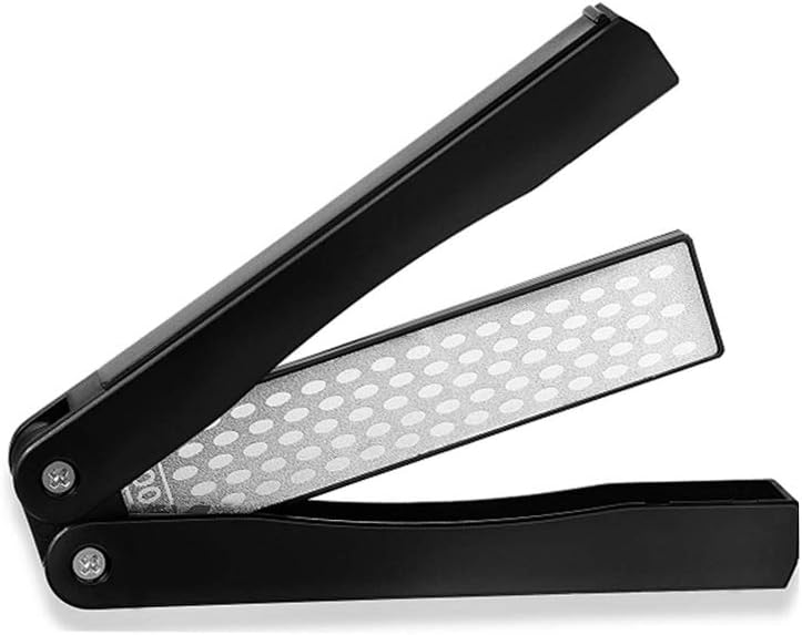 Diamond Knife sharpener #400/600 Pocket Sharpening Stone Double Sides Folding Portable Black - 1pcs