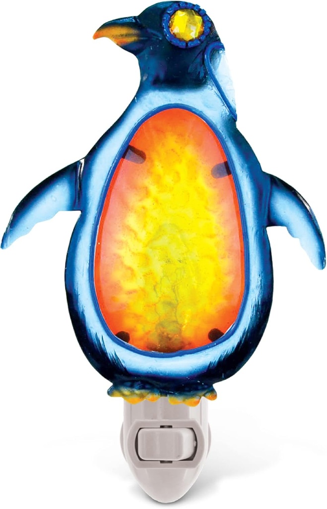Puzzled Glass Art Night Light, Plug in Decorative Socket Lamp, Manual On & Off Portable Light for Stairway, Bedroom, Bathroom, Nursery, Home Accessory & Kitchen Decor - Penguin
