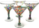 Unknown1 Mexican Hand Blown Glass Set of 4 Modern Glasses Confetti (12 Oz) Multi Color