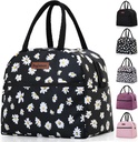 Insulated Lunch Bag for Women Men, Lunch Containers Reusable High Capacity Lunch Tote Bags for Work Picnic (Blackdaisy)