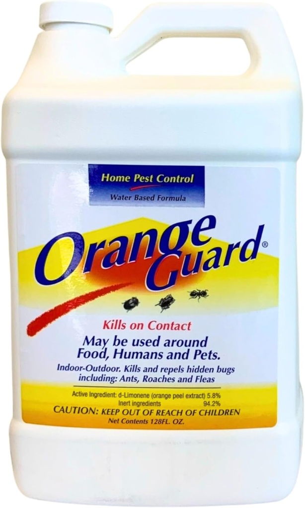 Orange Guard Home Pest Control with D-Limonene | All-Natural Food Grade Orange Peel Oil for Bugs, Ants, Roaches, Fleas, Palmettos and Silverfish - 1 Gallon