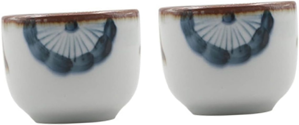 2Pcs Elegant Glazed Japanese Sake Cups with Flower Pattern Dishwasher Microwave Safe for Tea Sake and Spirits for Entertaining Friends and Family