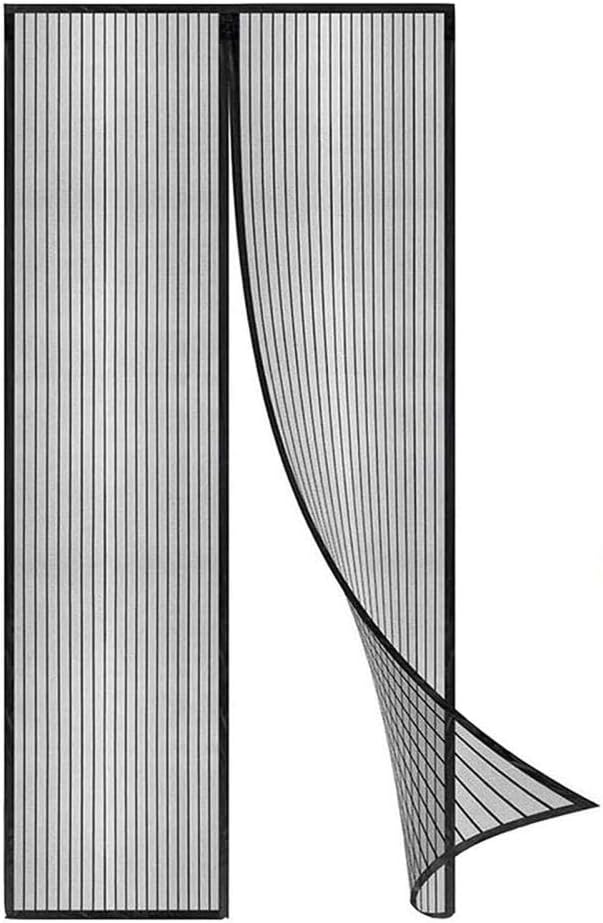 Magnetic Screen Door Curtain, 160 x 200 cm, Black Durable Door Mesh Curtains with Magnet, Self-Sealing, Easy to Install, Soft Mesh Magnetic Curtain for Porch and Balcony