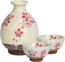 Sake Set, Saki Cups，Crafts Cup Ceramic Sake Set， Japanese Sake Cup Set 3 Piece Porcelain Pottery Traditional Ceramic Cups Crafts Wine Glasses Japanese Sake Set with 1 Sake Serving Bottle And 2 Sake Cu
