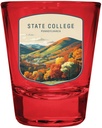 R and R Imports State College Pennsylvania Autumn Mountains Design Souvenir Full Color 2oz Shot Glass Red 4-Pack
