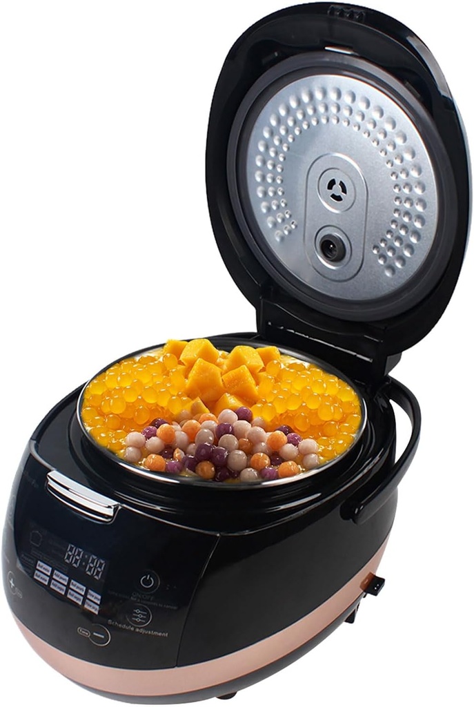 Automatic Pearl Maker 860W 110V Electric Pearls Pot, 5L/169.09oz Commercial Aluminium Alloy Pearl Cooking Boiler with Touch Intelligent Control for Boil Sago Pudding Boba Tea Bubble Tea & Milk Tea