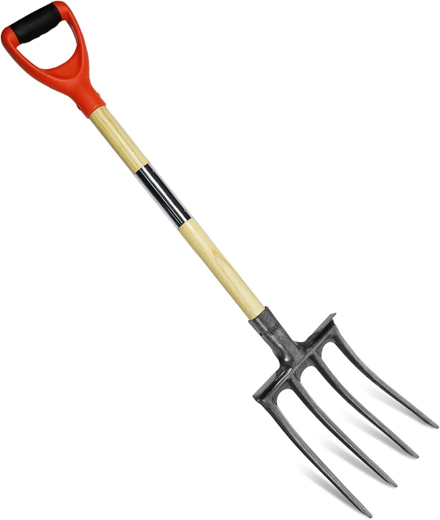 Garden Fork,4 Teeth Spading Fork,Composting Fork,Pitchforks for Gardening Digging,Steel Manure Fork,Garden Weeding Broad Fork,43.3Inches