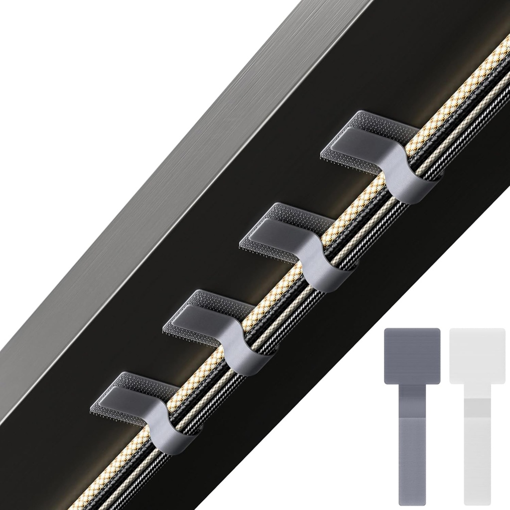 Hook and Loop Cable Ties, Self Adhesive Hook and Loop Cable Straps, Sticky-back Cord Organizer, Cable Clip, Household & Office Essentials, 40Pcs per Pack