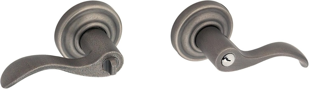 Baldwin 5255.RENT Wave Style Right Hand Keyed Entry Door Lever Set with Classic, Vintage Brass