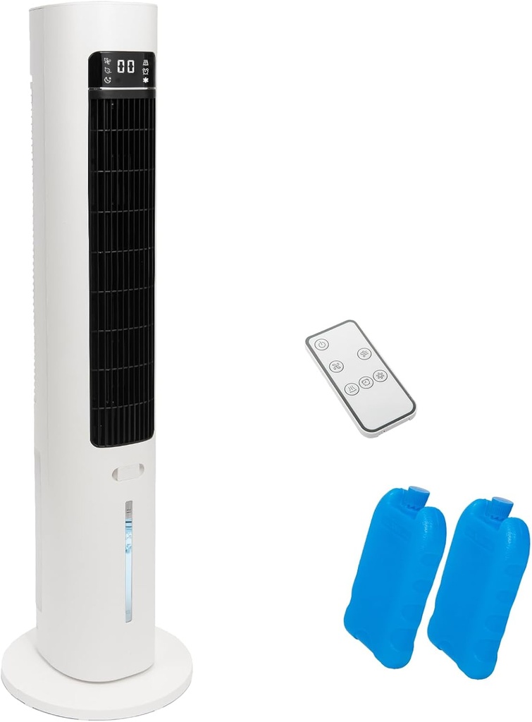 Evaporative Air Cooler 41" with Remote, Tower Fan for Bedroom Office, Portable Air Conditionerswith 3 Speeds, 70° Oscillating Bladeless Swamp Cooler, Ice Pack, 12H Timer, Removable Water Tank