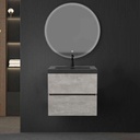 24" Floating Bathroom Vanity with Sink, Modern Wall-Mounted Bathroom Storage Vanity Cabinet with Black Quartz Sand Top Basin and Soft Close Drawers