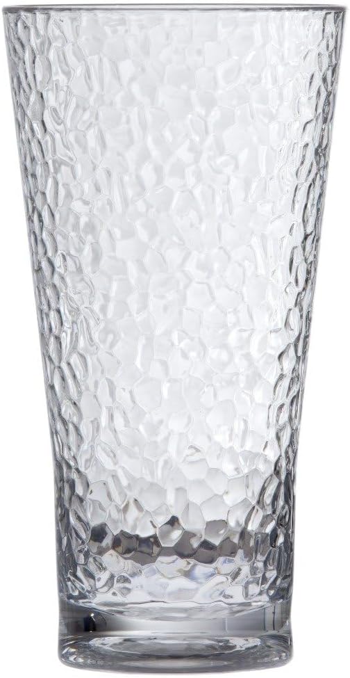 Fortessa Outside Shatter and Chip Resistant BPA Free 6 Pack Premium Copolyester Plastic Drinkware Glasses, Hammered Iced Beverage, 20 Ounce (6 Pack)