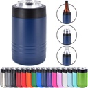 4-in-1 Stainless Steel 12 oz Double Wall Vacuum Insulated Can or Bottle Cooler Keeps Beverage Cold for Hours - Also Fits 16 oz Cans - Powder Coated Navy - Clear Water Home Goods
