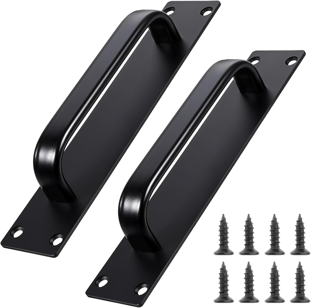 2 Pack Black Barn Door Handles, Aluminum Alloy Sliding Barn Door Handle 180mm / 7.1 Inch Hole Center Gate Door Handle for Kitchen Cabinet Bathroom Closet Hardware Replacement 7.9 Inch Long