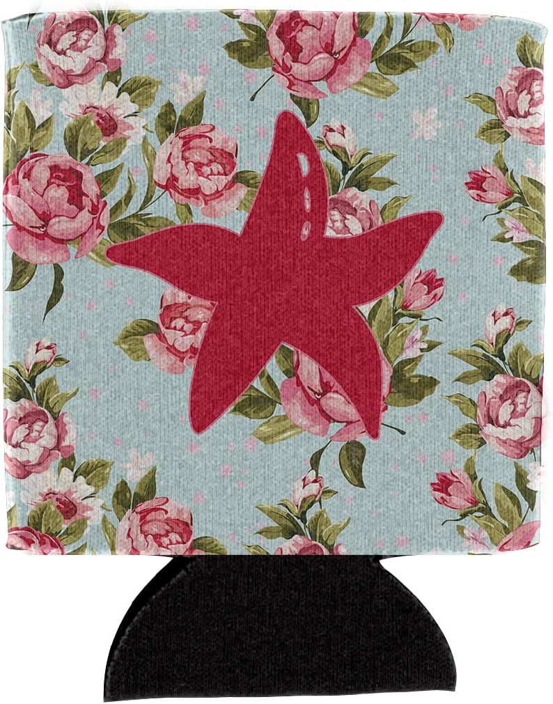 Caroline's Treasures BB1100-RS-BU-CC Starfish Shabby Chic Blue Roses Can or Bottle Hugger, Blue Cooler Washable Drink Sleeve Collapsible Beverage Insulated Holder, Can Hugger, Multicolor