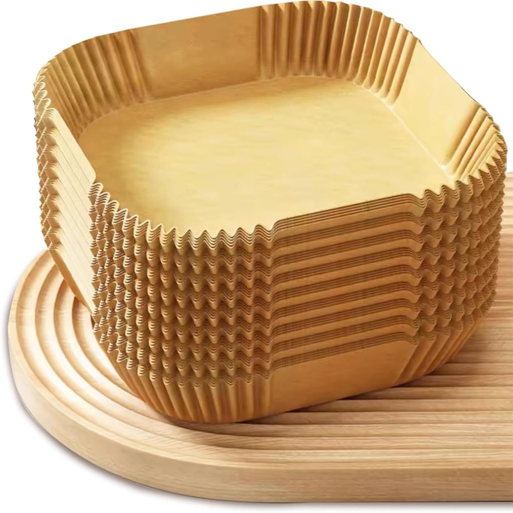 200pcs 8 Inch Disposable Air Fryer Square Parchment Paper Ideal for 5-6L Air Fryers Food Grade Oilproof Nonstick Air Fryer Accessories Easy Clean Cooking