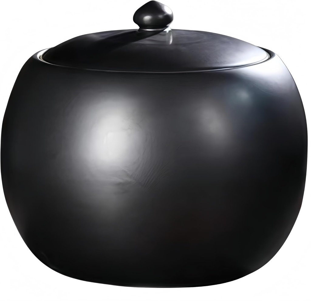 Large Capacity， Grain Dispenser ，Food Dispenser，Grain and Rice Storage Container ，Ceramic Rice Dispenser Storage Container， for Rice, Soybeans, Corn, Flour, Oatmeal(Black,Capacity 10kg)