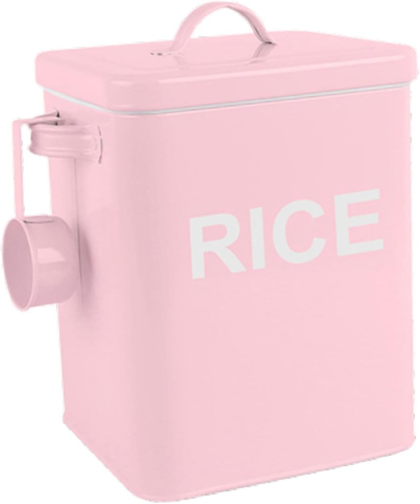 MagiDeal Flour Canister, Sealed Food Storage Bin, Countertop Organizer Jar for Grain, Beans, Kitchen Rice, Pink M