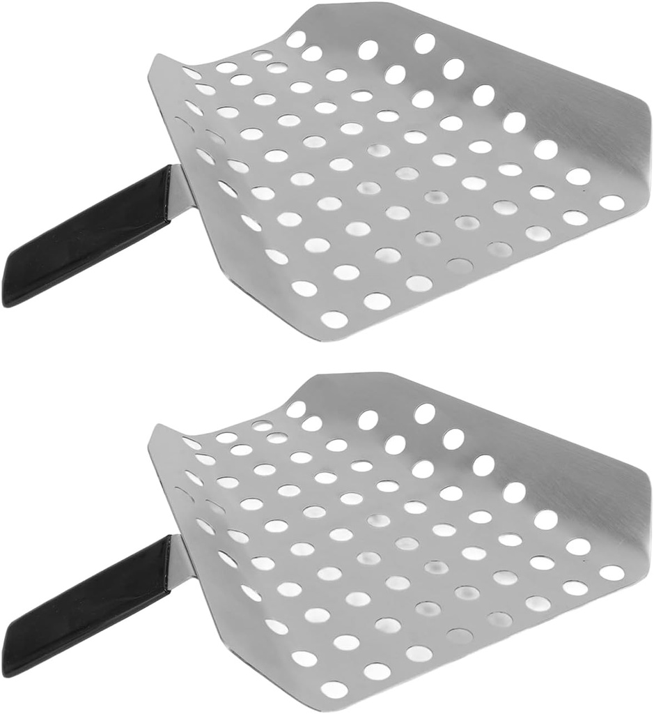 Nurnesy 2pcs Popcorn Scoop for Popcorn Machine,Stainless Steel Popcorn Scoop with Removable Handle, French Fry Bagger Scoop Chip Popcorn Bagger Fries Scooper with 4mm Hole for Fast-Filling