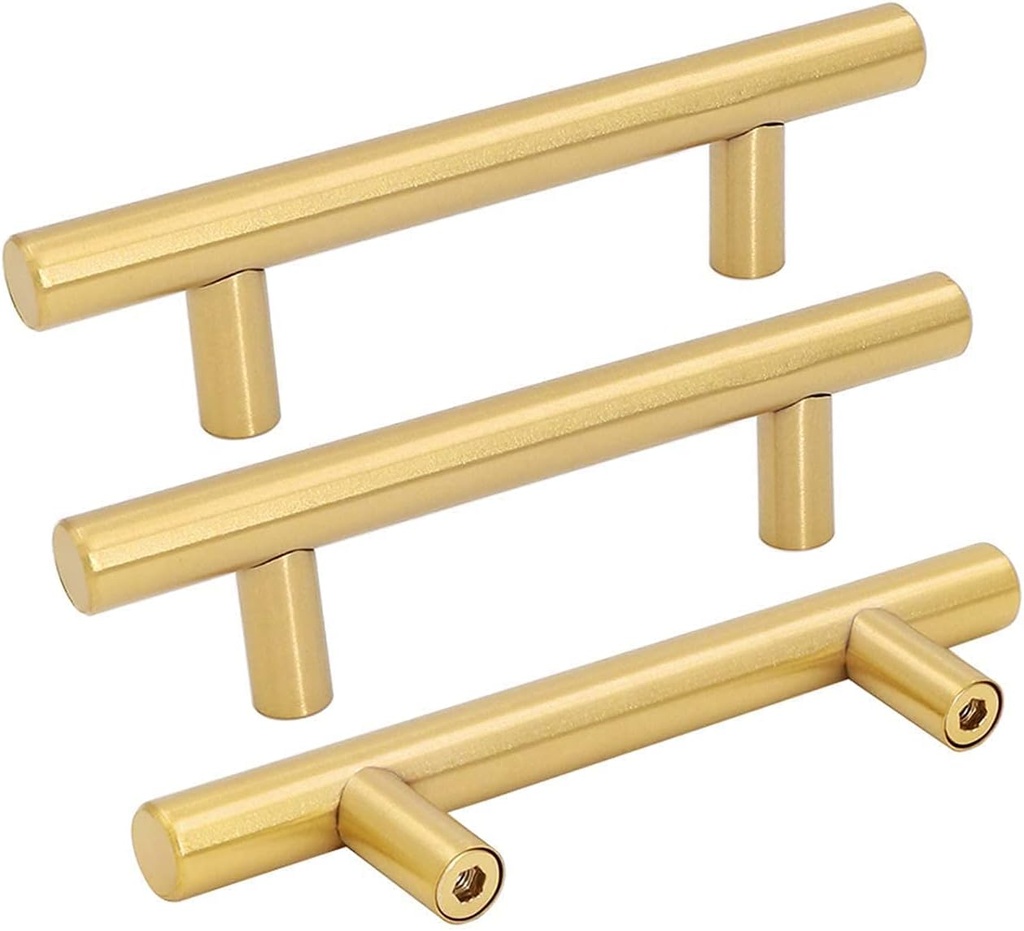 goldenwarm 30 Pack Brushed Gold Drawer Pulls Gold Cabinet Handles Kitchen Cabinet Pulls 3in Brushed Brass Cupboard Hardware Handles, 5in Overall Length