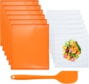 6 Pcs Silicone Dehydrator Sheets with Edge, Reusable Mesh Dehydrator Mats with Scraper, Non-Stick Fruit Leather Trays, Square Food Dryer Mat For Liquid Meat Vegetables Herbs
