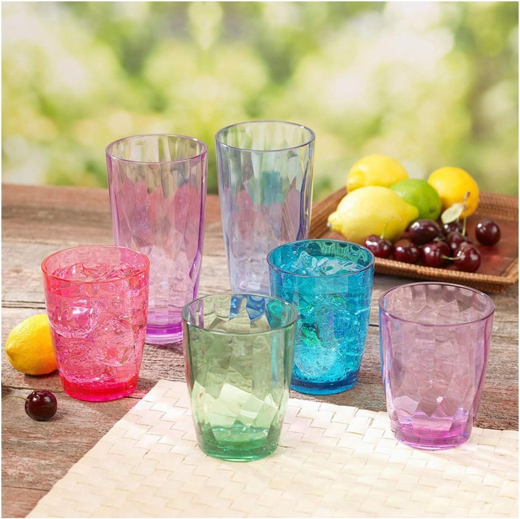Tritan from Eastman 12pc Unbreakable Drinkware set, BPA Free (Assorted Color, 6 x 24 fl. oz & 6 x 16 fl.oz.)